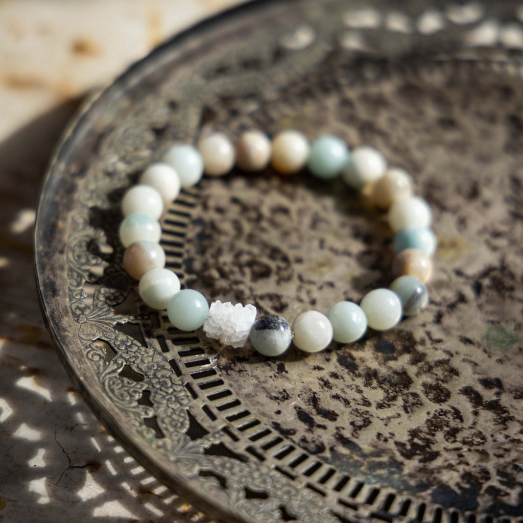 Single Amazonite Crystal Bead Bracelet