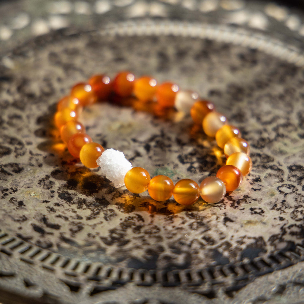 Single Carnelian Crystal Bead Bracelet