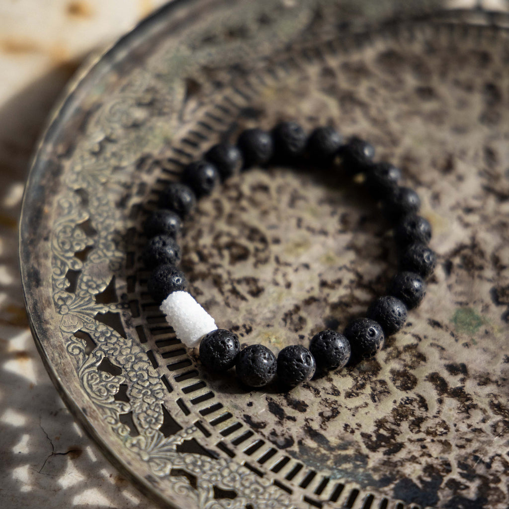 Lava Rock Crystal Bead Bracelet