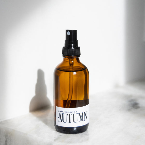 Autumn Room Spray on white marble counter