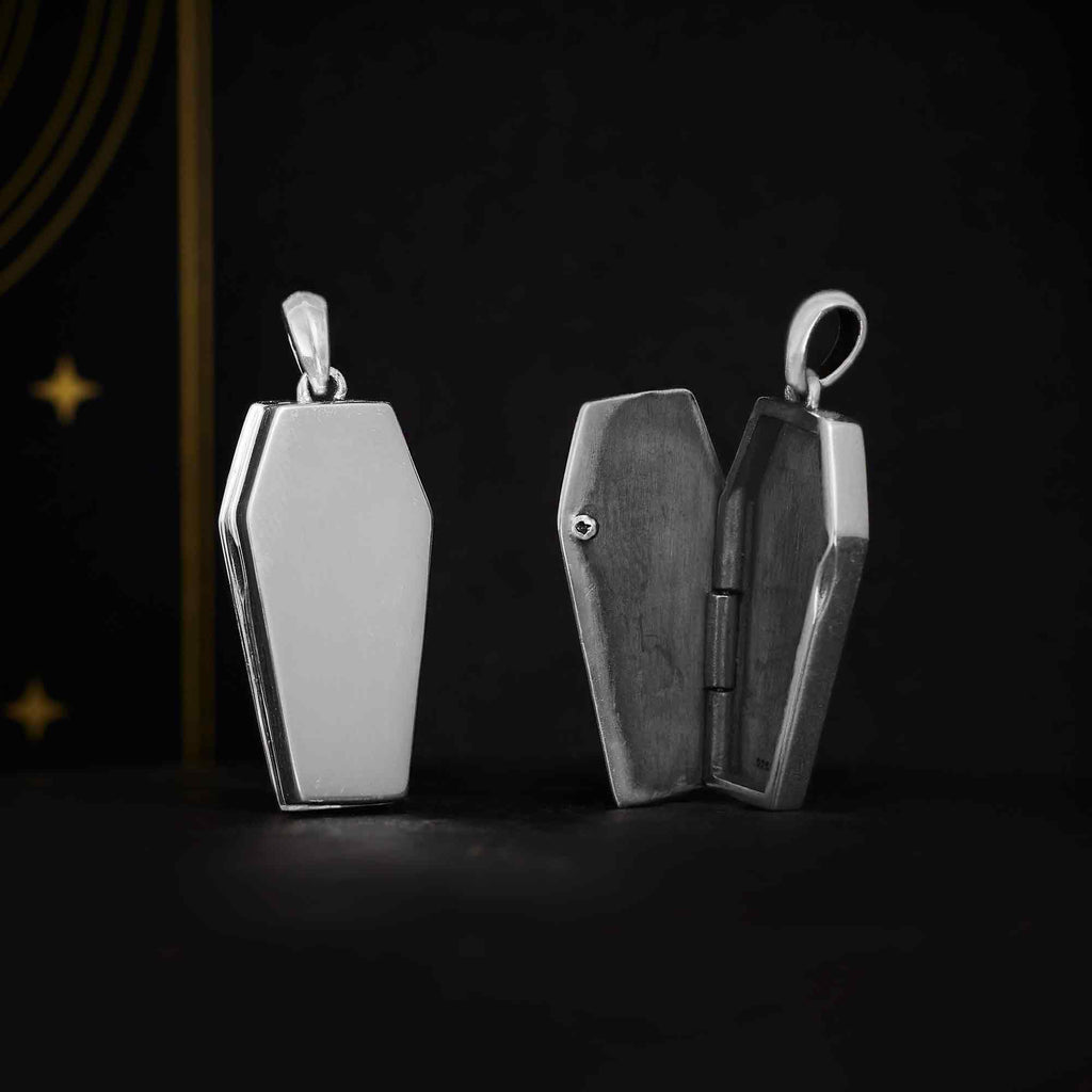Coffin Locket Charm in Sterling Silver