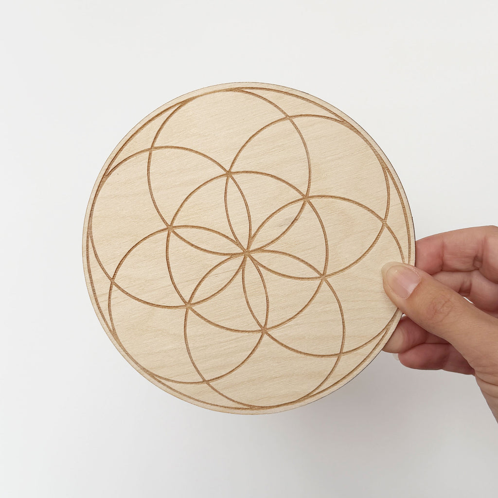 Flower of Life Wooden Crystal Grid Template