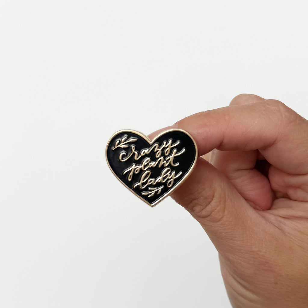 Crazy Plant Lady Heart Enamel Pin