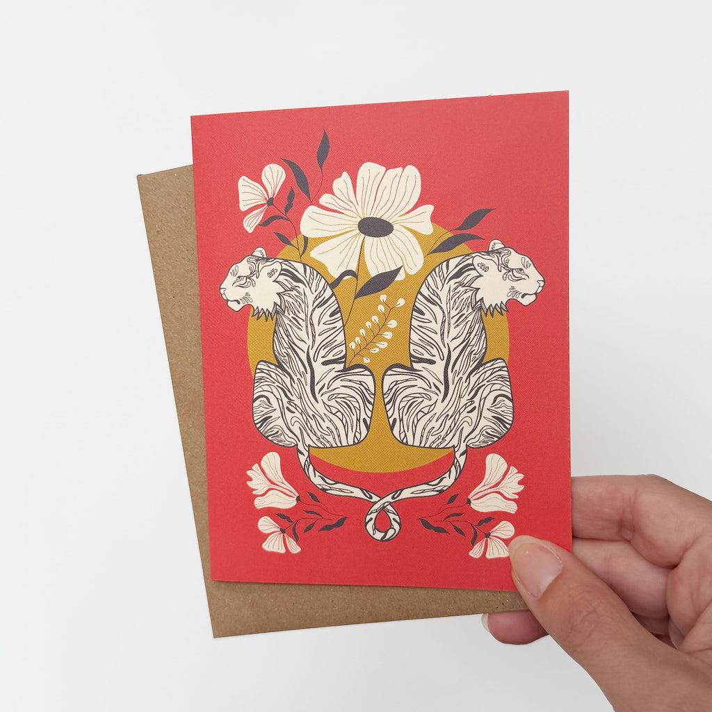 Entwined Tigers Greeting Card