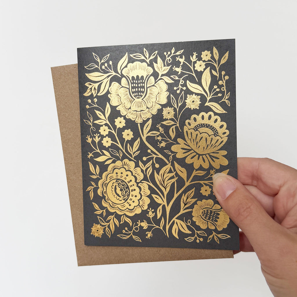 Golden Blooms Greeting Card