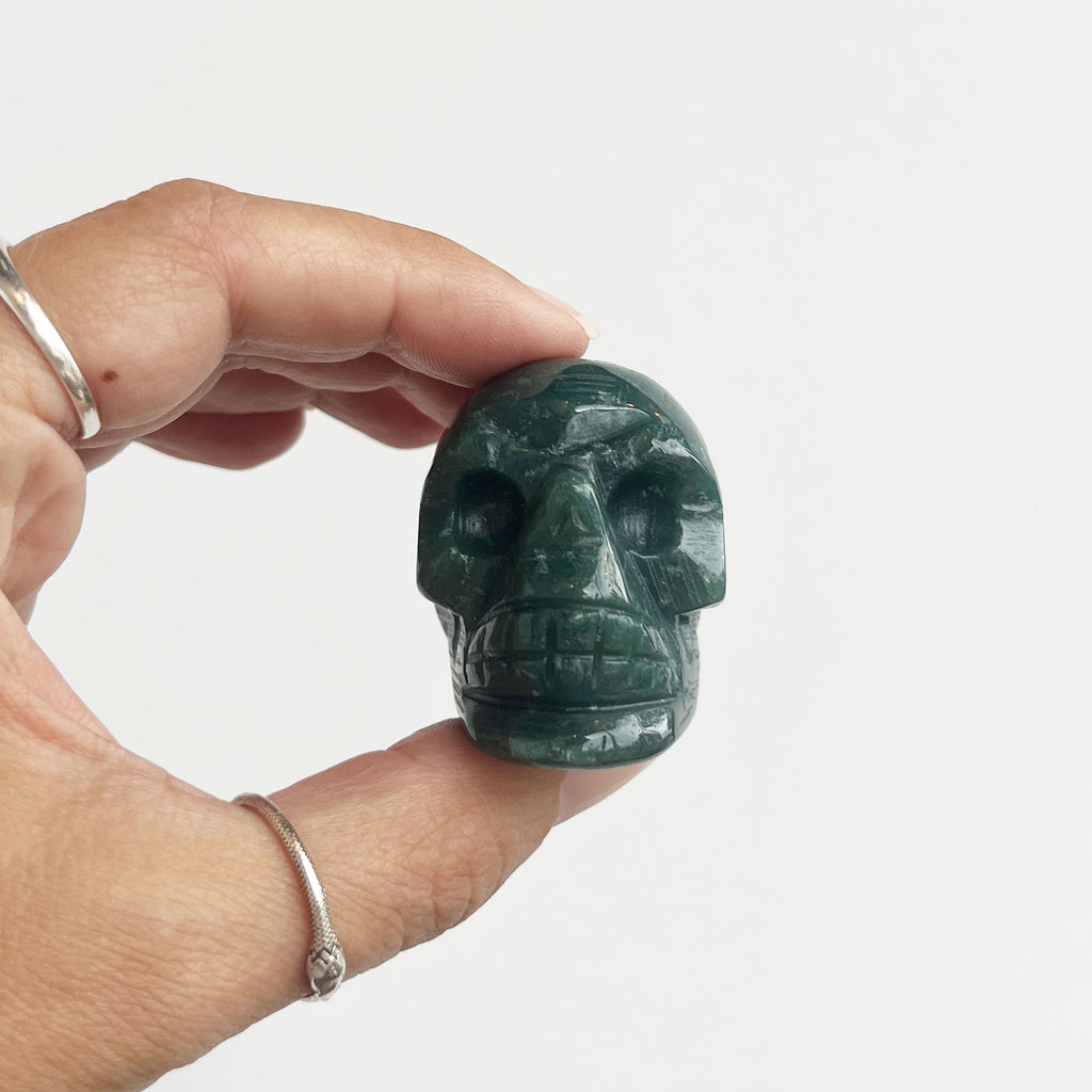 Moss Agate Skull