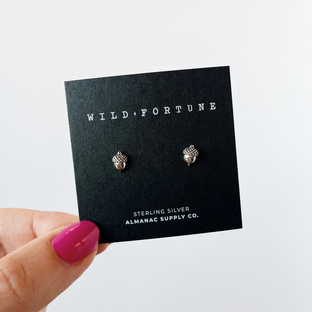 Acorn Stud Earrings in Sterling Silver
