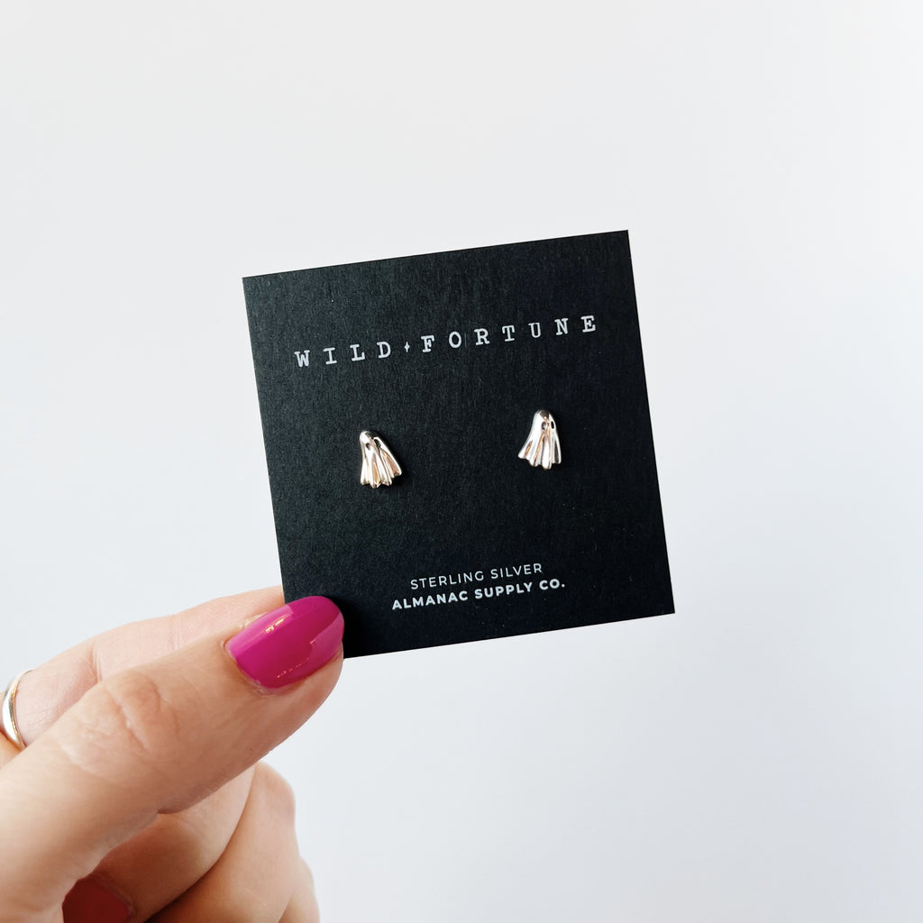 Ghost Stud Earrings in Sterling Silver