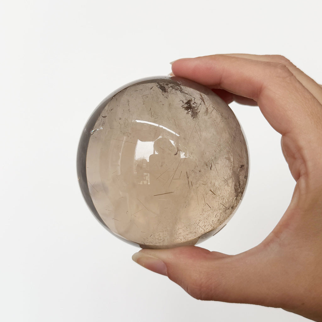 Rutilated Smoky Quartz Sphere