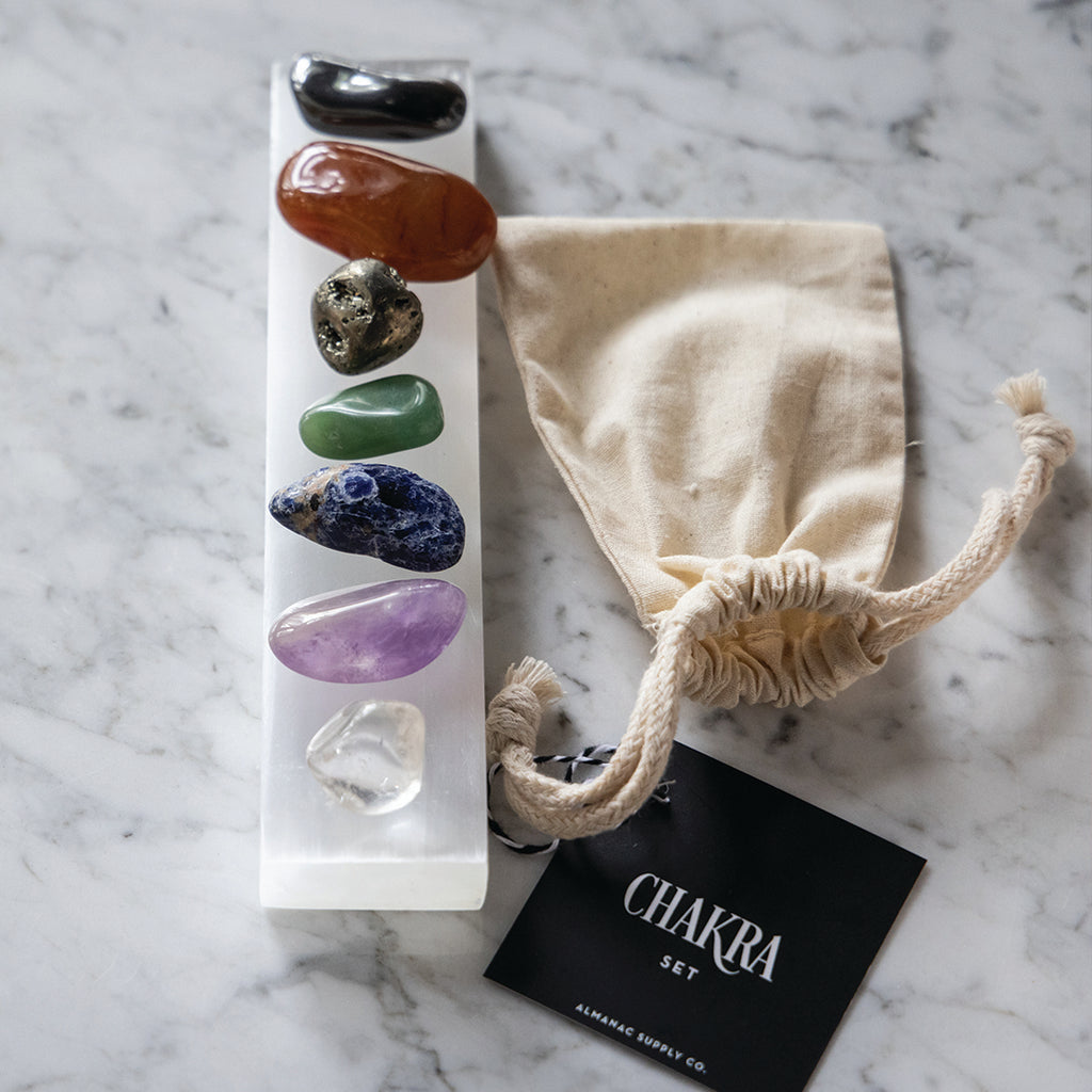 Chakra crystal set including 7 tumbled crystals