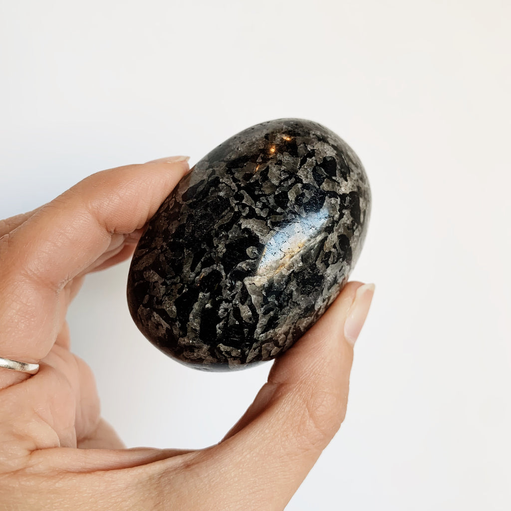 Graphic Tourmaline palm stone