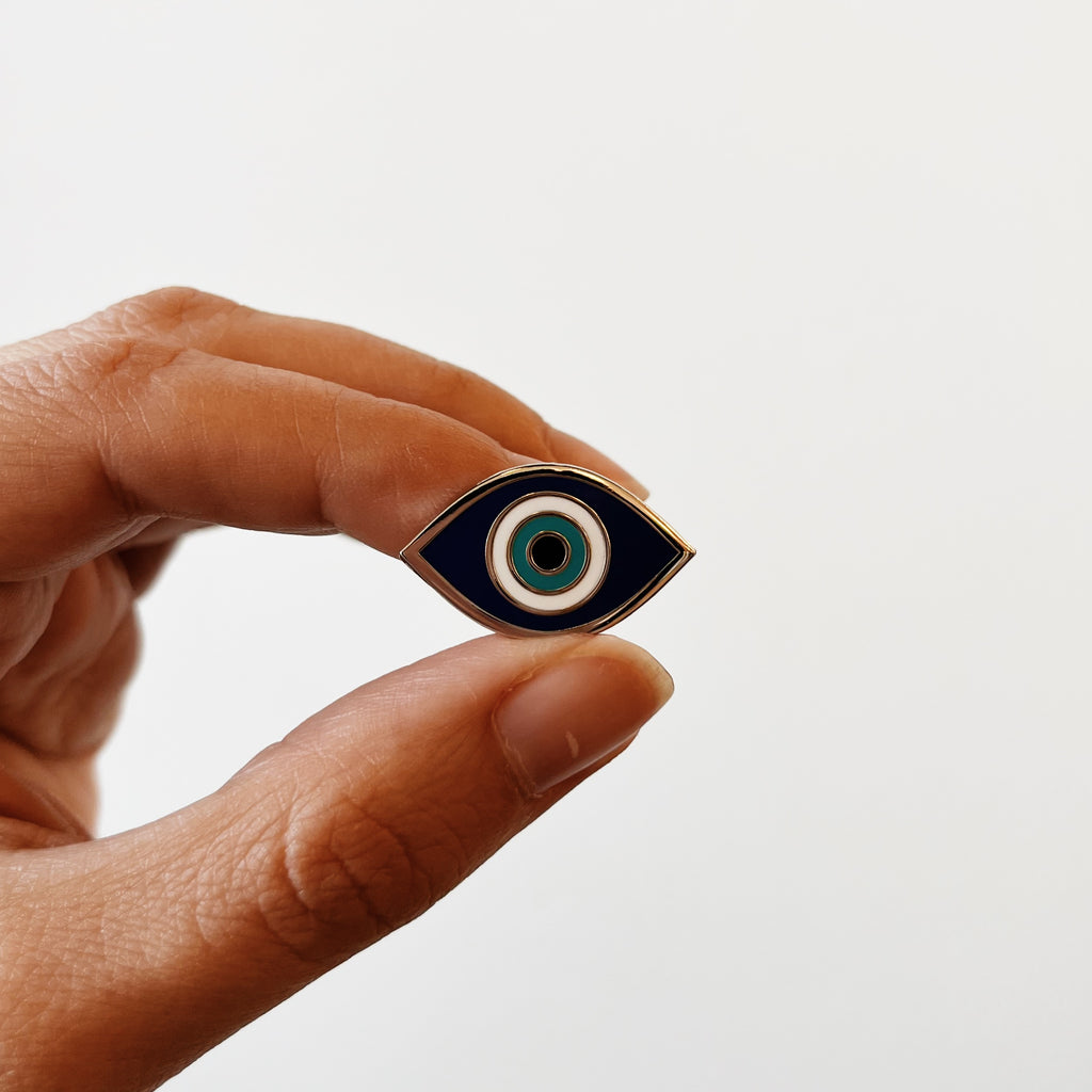 Evil eye enamel pin