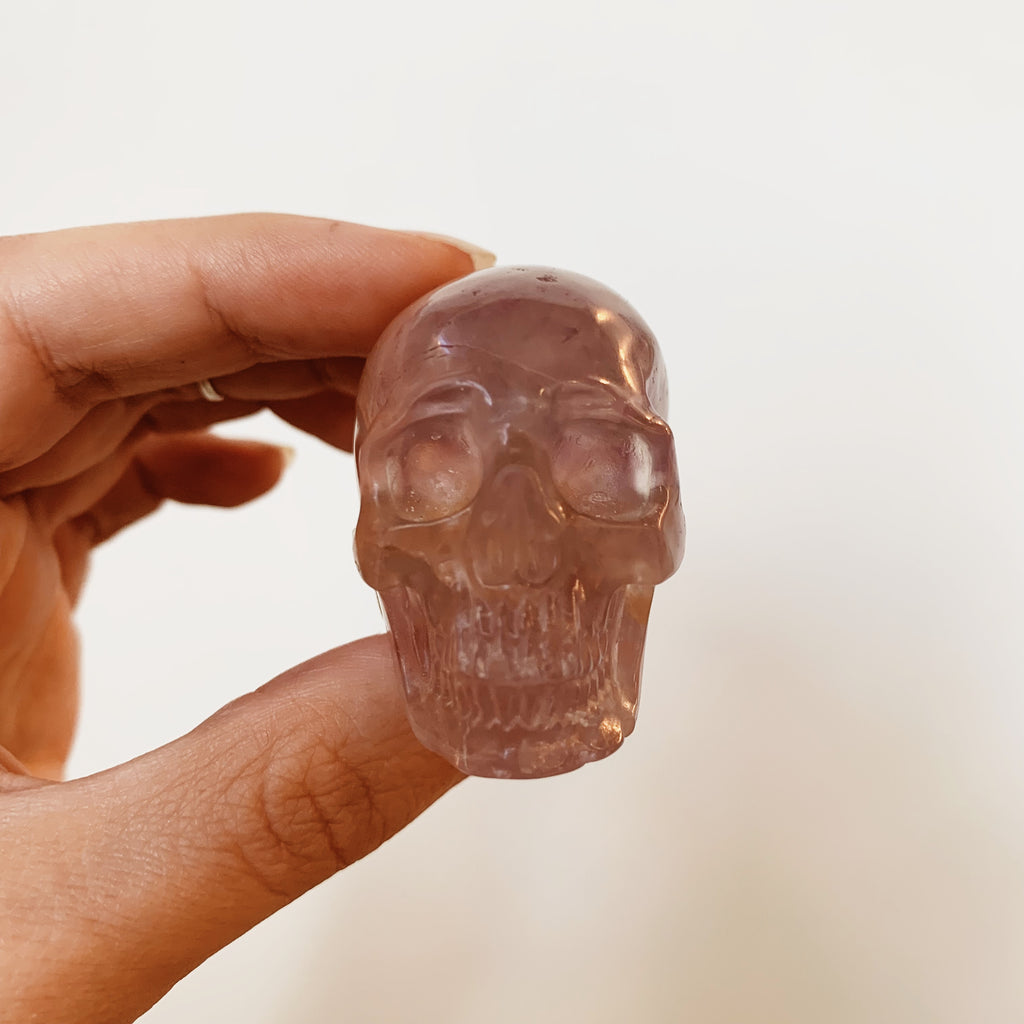 Rainbow Fluorite skull 