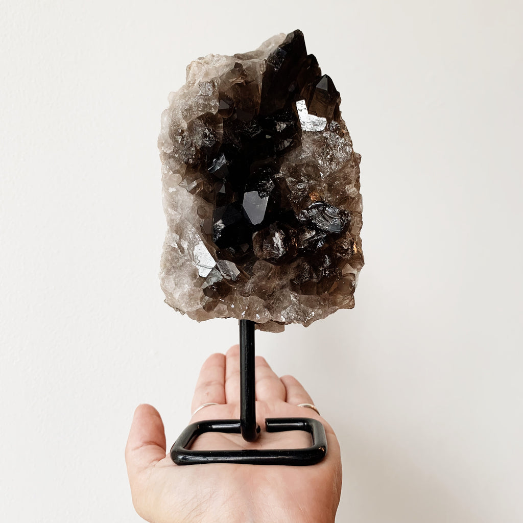 Smoky Quartz on Metal Stand