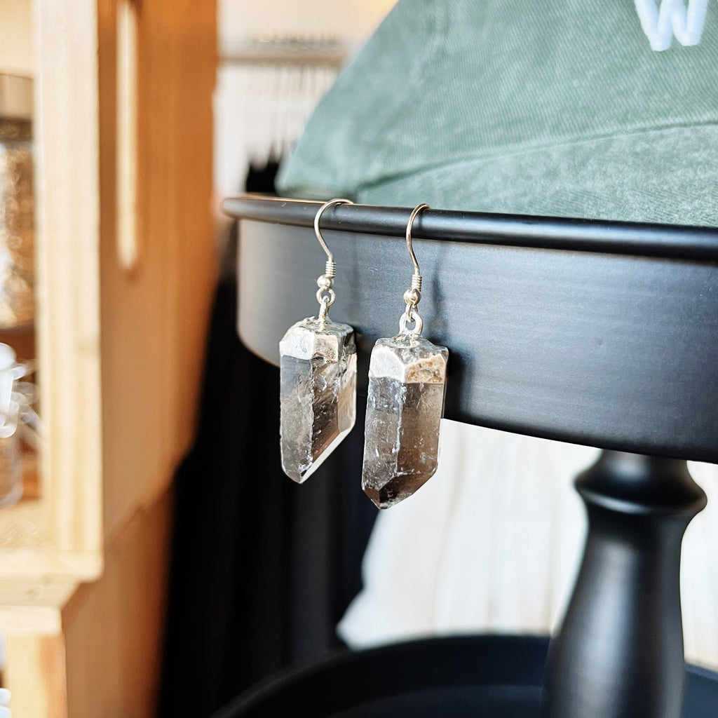 Smoky Quartz point earrings
