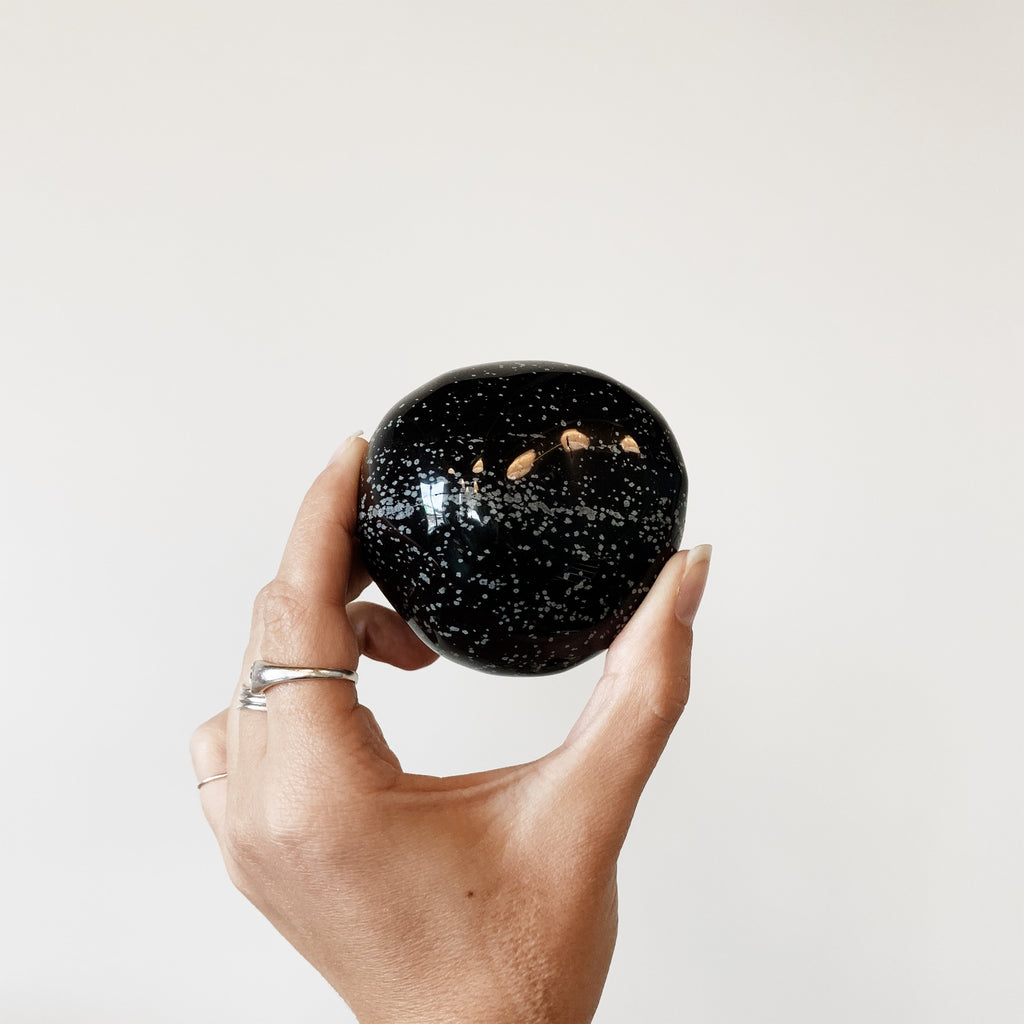 Snowflake Obsidian Palm Stone