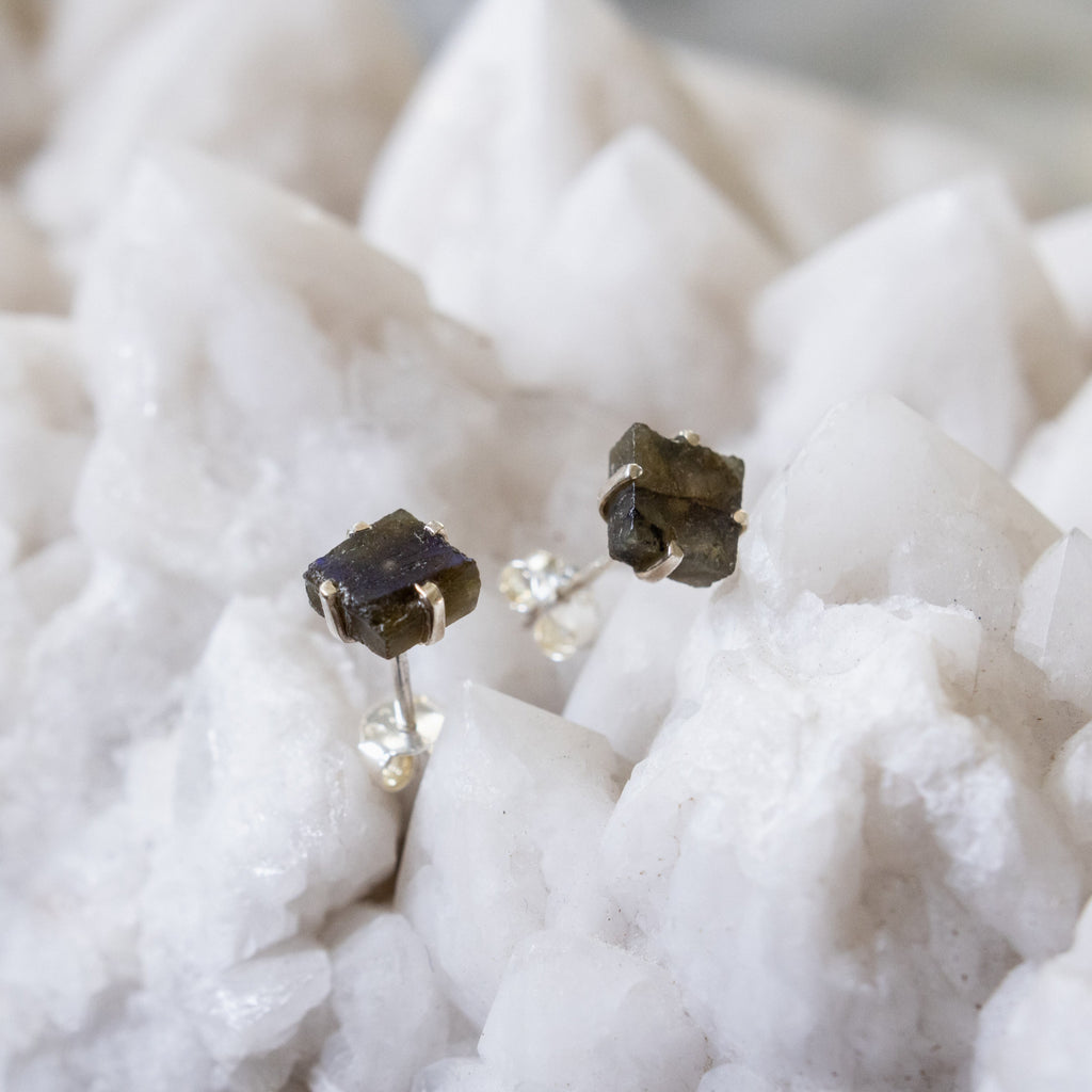 Labradorite stud earrings